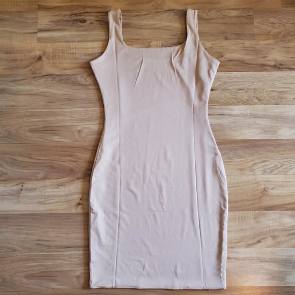 Beige Nude Bodycon Dress - Picture 4 of 5